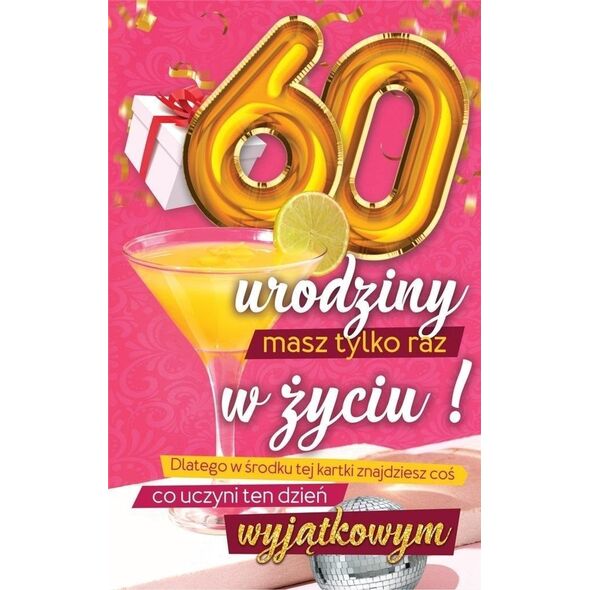 Yeku Karnet Urodzinowy 60 + naklejka