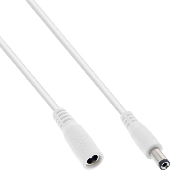 Kabel zasilający InLine InLine® DC extension cable, DC plug male/female 5.5x2.1mm, AWG 18, white, 1m