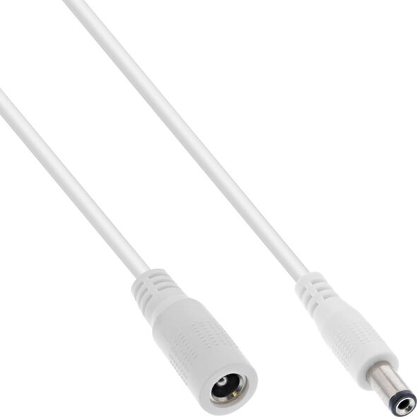 Kabel zasilający InLine InLine® DC extension cable, DC plug male/female 5.5x2.5mm, AWG 18, white, 5m