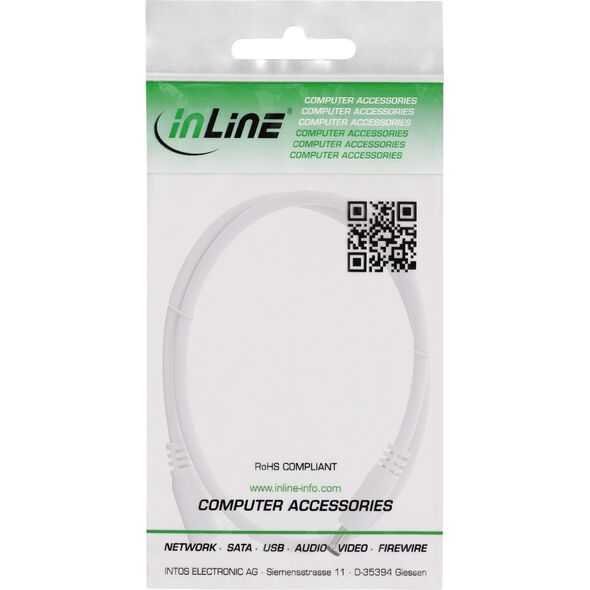 Kabel zasilający InLine InLine® DC extension cable, DC plug male/female 5.5x2.5mm, AWG 18, white, 5m