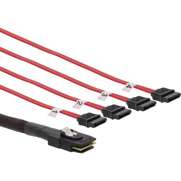 InLine InLine® SAS Connector Cable Mini SAS SFF8087 to 4x SATA Crossover OCF 0.5m
