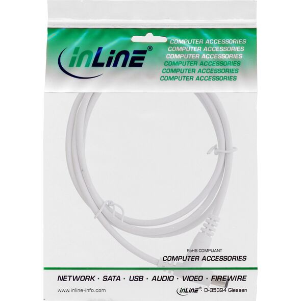 Kabel zasilający InLine InLine® DC extension cable, DC plug male/female 5.5x2.1mm, white, 5m