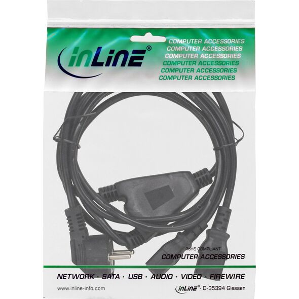 Kabel zasilający InLine InLine® AC Power Y-Cable German Type F black 3m