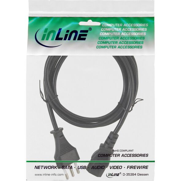 Kabel zasilający InLine InLine® Power cable, Italy plug to IEC plug, 0.5m