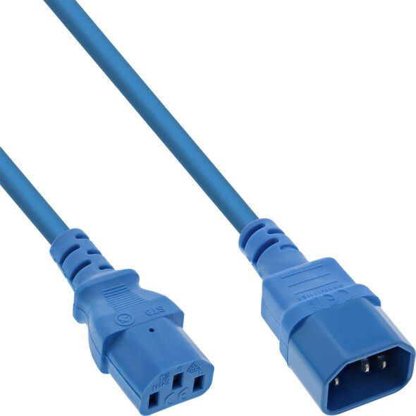 Kabel zasilający InLine InLine® Power cable extension, C13 to C14, blue, 1m