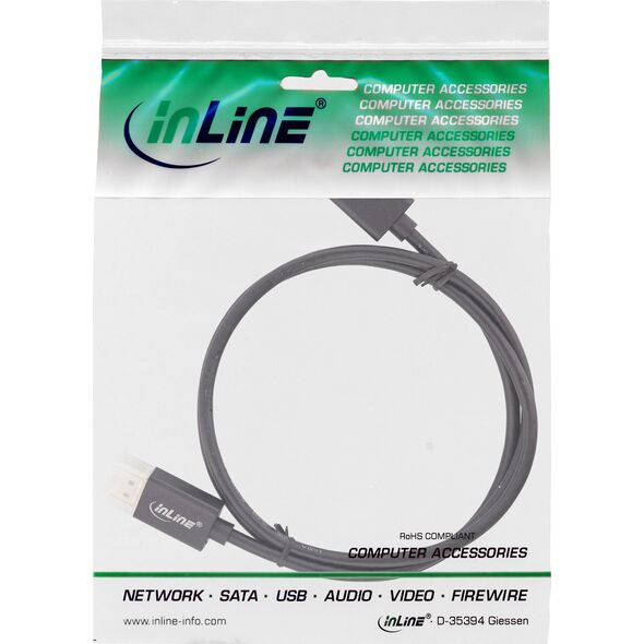 Kabel InLine InLine® DisplayPort 1.4 cable, slim, 8K4K, black, gold, 2m