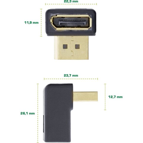 Adapter AV InLine InLine® DisplayPort Adaptor, DisplayPort male/female downward angled