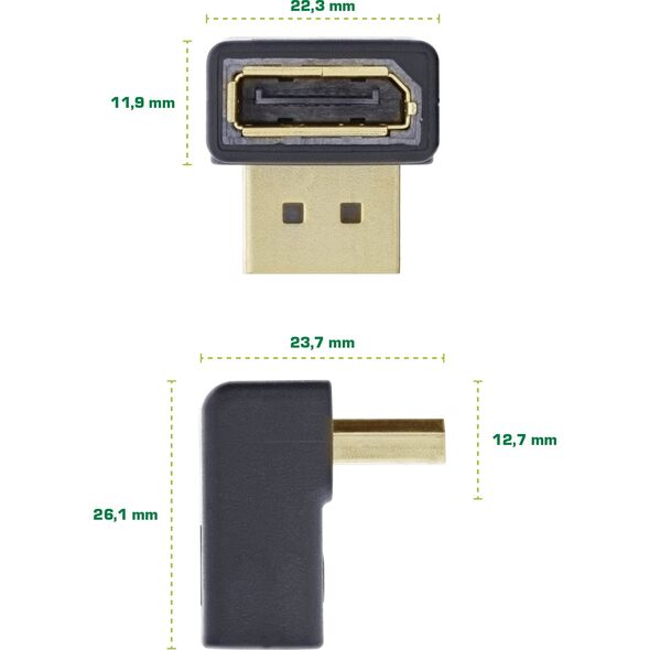 Adapter AV InLine InLine® DisplayPort Adaptor, DisplayPort male/female upward angled