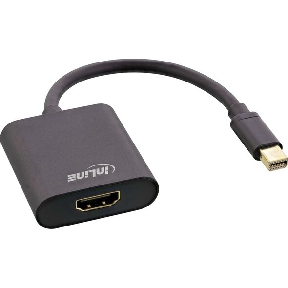 Kabel InLine InLine® Mini DisplayPort HDMI Adaptor Aluminum with Audio, 4K/60Hz, black, 0.15m