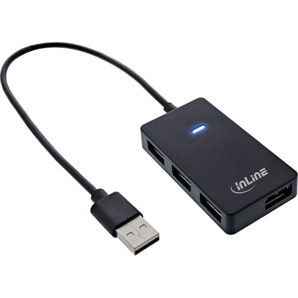 HUB USB InLine InLine® USB 2.0 4-Port Hub, Type-A male to 4x Type-A female, black, 30cm