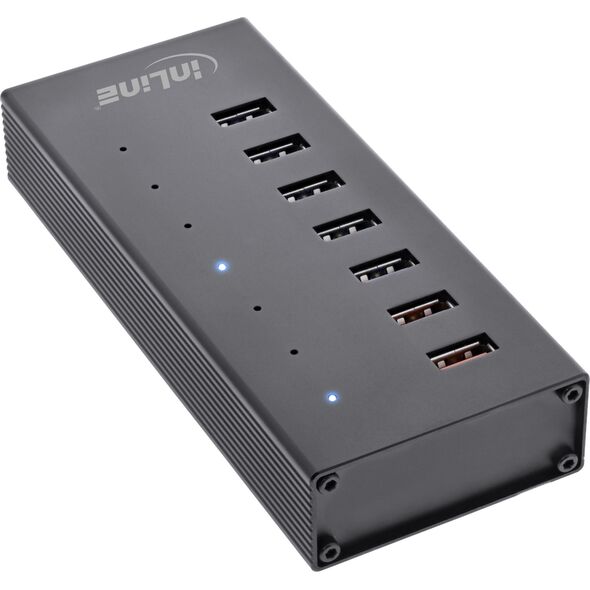 HUB USB InLine InLine® USB 3.2 Gen.1 7 Port Hub Aluminium Case with 2.5A Power Supply black