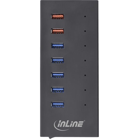 HUB USB InLine InLine® USB 3.2 Gen.1 7 Port Hub Aluminium Case with 2.5A Power Supply black