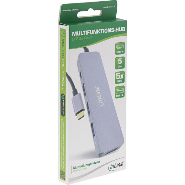 HUB USB InLine InLine® USB 3.2 Type-C Multi Hub (4x USB-A 5Gb/s + USB Type-C (Data/PD 87W), OTG, aluminum housing