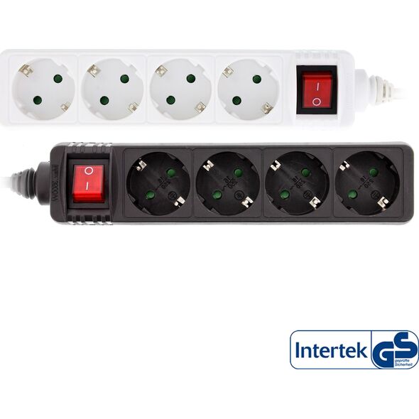 Listwa zasilająca InLine InLine® Power Strip Type F German 4 Port with Switch + Child Safety Lock black 3m