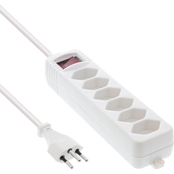 Listwa zasilająca InLine InLine® Power strip SWITZERLAND, 6-way, with switch, 1.5m, white