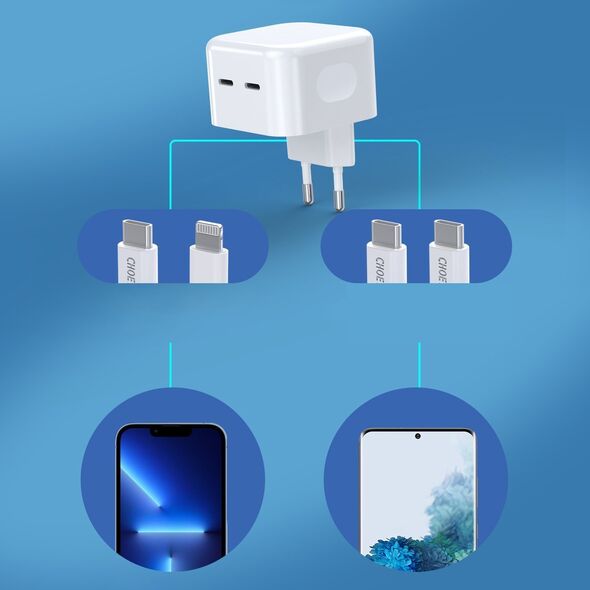 Ładowarka Choetech Ładowarka sieciowa 35W 2xUSB-C PD biały Ładowarka sieciowa 35W 2xUSB-C PD biały