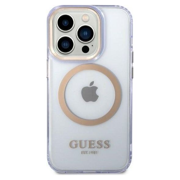 Guess Etui Guess GUHMP14LHTCMU Apple iPhone 14 Pro purpurowy/purple hard case Gold Outline Translucent MagSafe