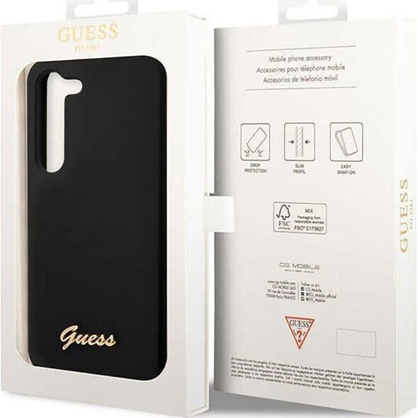 Guess Guess Silicone Script Metal Logo - Etui Samsung Galaxy S23+ (czarny)