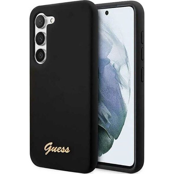 Guess Guess Silicone Script Metal Logo - Etui Samsung Galaxy S23 (czarny)