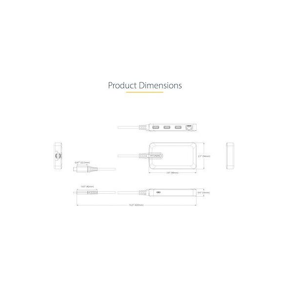 HUB USB StarTech 5G3AGBB 1x RJ-45  + 3x USB-A 3.2 Gen1 (5G3AGBB-USB-C-HUB)