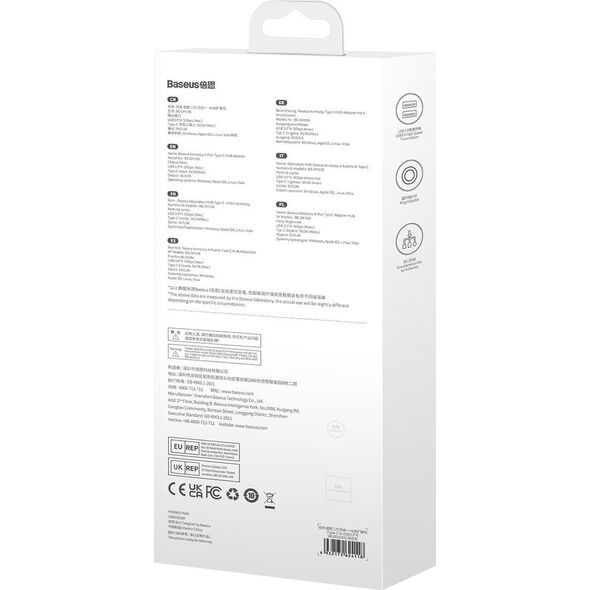 HUB USB Baseus Adapter 4w1 Baseus Hub USB-C na 4xUSB 3.0 (ciemny szary)