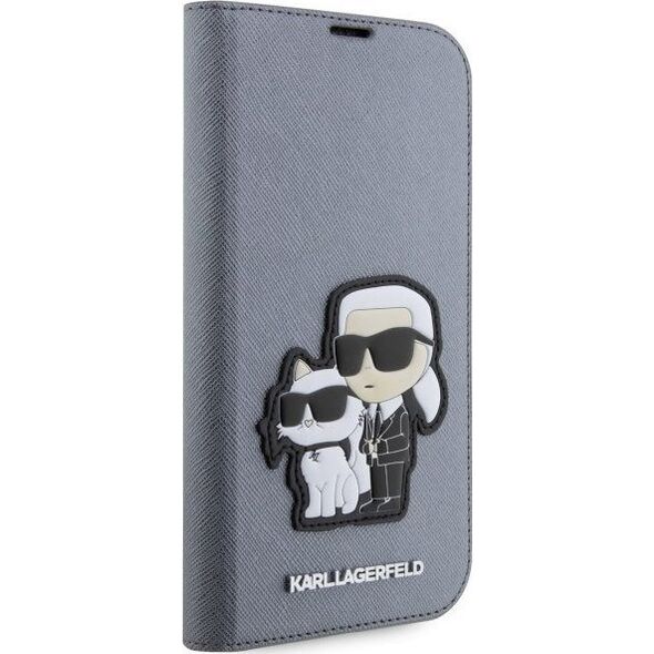 Karl Lagerfeld Etui Karl Lagerfeld KLBKP14XSANKCPG Apple iPhone 14 Pro Max bookcase srebrny/silver Saffiano Karl & Choupette