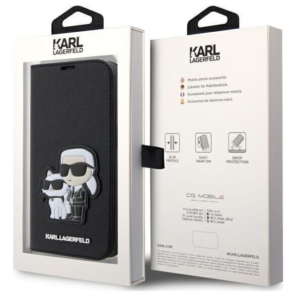 Karl Lagerfeld Etui Karl Lagerfeld KLBKP14LSANKCPK Apple iPhone 14 Pro bookcase czarny/black Saffiano Karl & Choupette