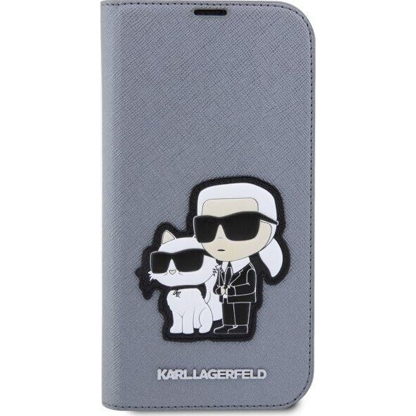 Karl Lagerfeld Etui Karl Lagerfeld KLBKP14LSANKCPG Apple iPhone 14 Pro bookcase srebrny/silver Saffiano Karl & Choupette