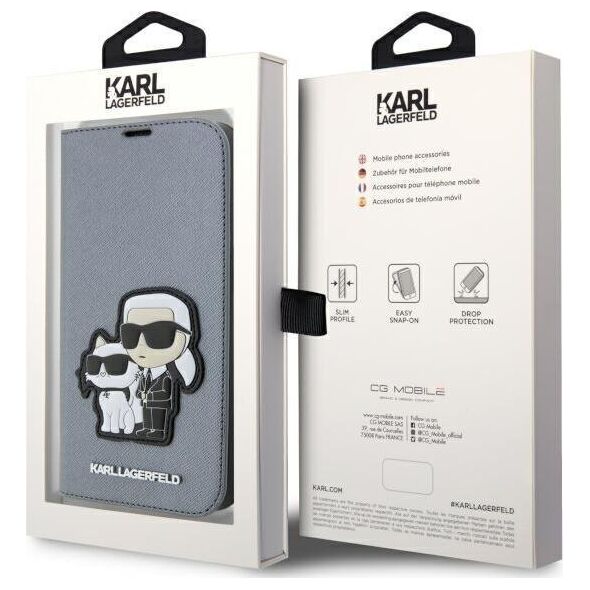 Karl Lagerfeld Etui Karl Lagerfeld KLBKP14LSANKCPG Apple iPhone 14 Pro bookcase srebrny/silver Saffiano Karl & Choupette