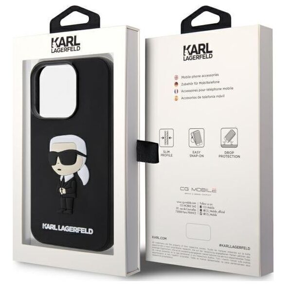 Karl Lagerfeld Etui Karl Lagerfeld KLHCP14L3DRKINK Apple iPhone 14 Pro czarny/black hardcase Rubber Ikonik 3D