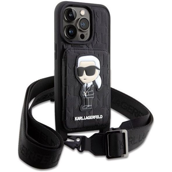 Karl Lagerfeld Etui Karl Lagerfeld KLHCP14LCSAKHPKK Apple iPhone 14 Pro hardcase czarny/black Crossbody Saffiano Monogram Ikonik