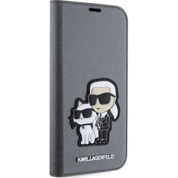 Karl Lagerfeld Etui Karl Lagerfeld KLBKP14SSANKCPG Apple iPhone 14 bookcase srebrny/silver Saffiano Karl & Choupette