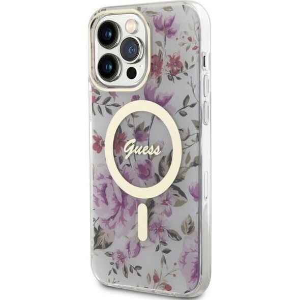 Guess Etui Guess GUHMP14LHCFWST Apple iPhone 14 Pro transparent hardcase Flower MagSafe