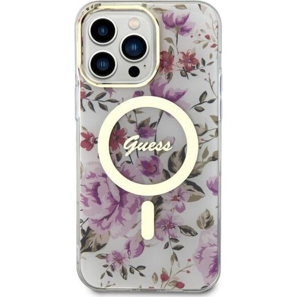 Guess Etui Guess GUHMP14LHCFWST Apple iPhone 14 Pro transparent hardcase Flower MagSafe