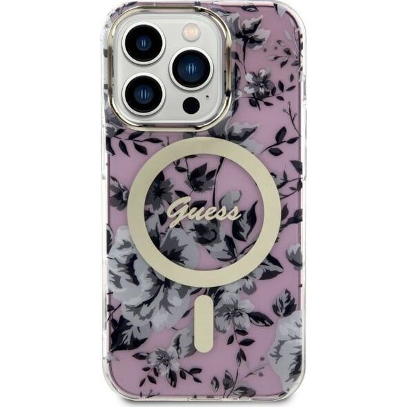 Guess Etui Guess GUHMP14LHCFWSP Apple iPhone 14 Pro różowy/pink hardcase Flower MagSafe