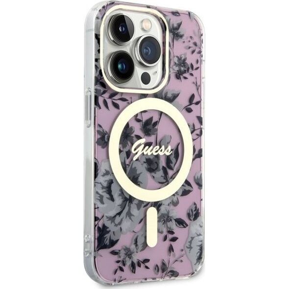 Guess Etui Guess GUHMP14LHCFWSP Apple iPhone 14 Pro różowy/pink hardcase Flower MagSafe