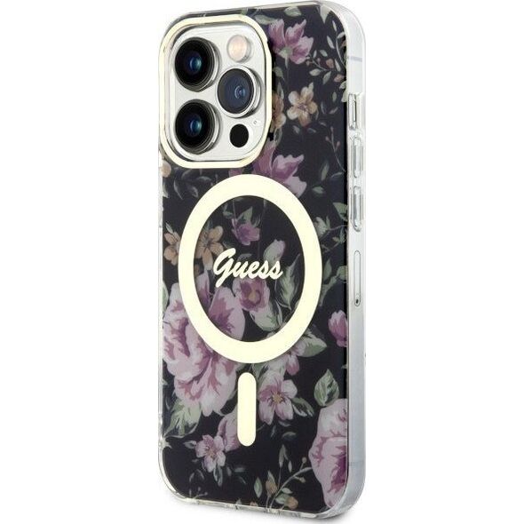 Guess Etui Guess GUHMP14LHCFWSK Apple iPhone 14 Pro czarny/black hardcase Flower MagSafe