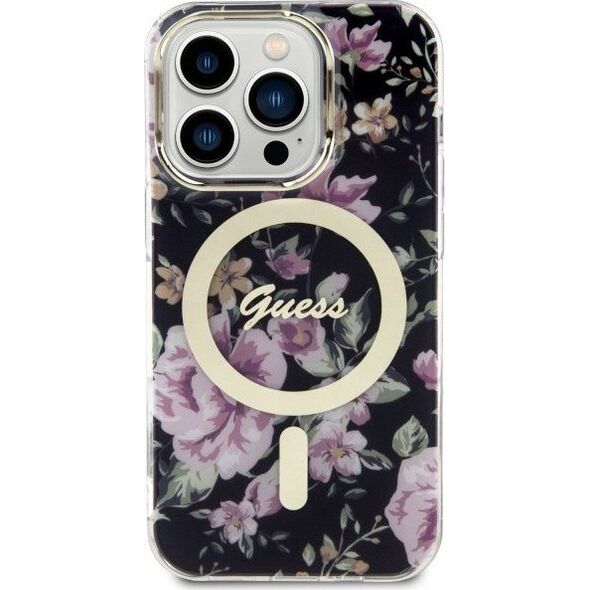 Guess Etui Guess GUHMP14LHCFWSK Apple iPhone 14 Pro czarny/black hardcase Flower MagSafe