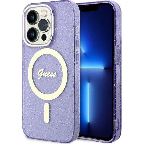 Guess Etui Guess GUHMP14LHCMCGU Apple iPhone 14 Pro purpurowy/purple hardcase Glitter Gold MagSafe