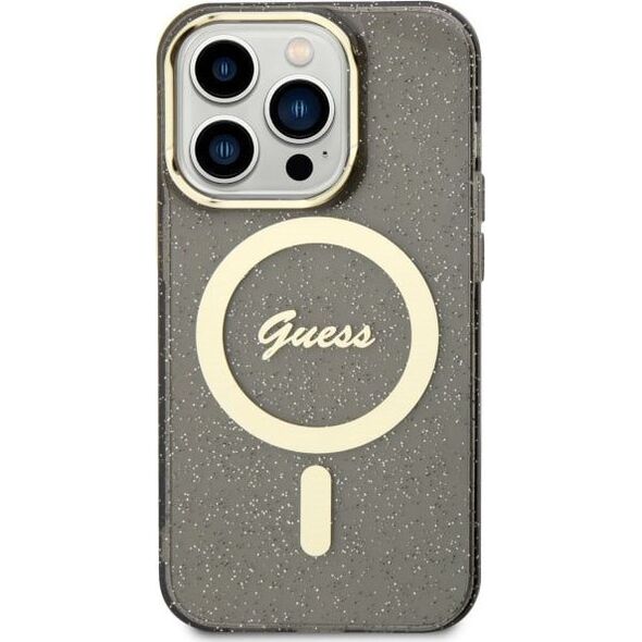 Guess Etui Guess GUHMP14LHCMCGK Apple iPhone 14 Pro czarny/black hardcase Glitter Gold MagSafe