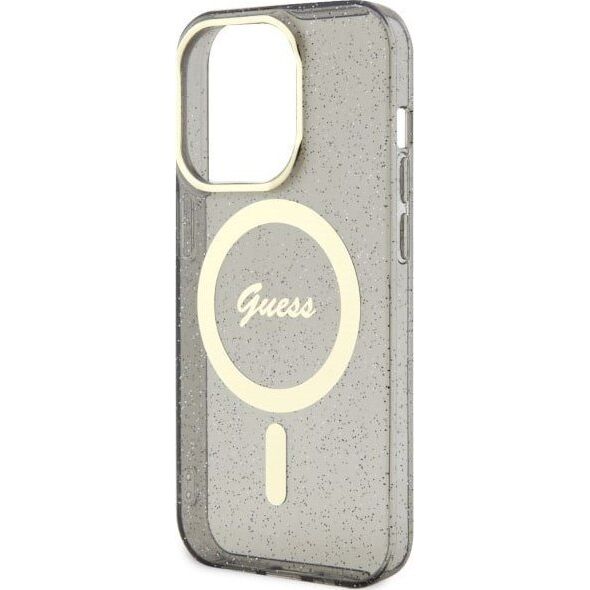 Guess Etui Guess GUHMP14LHCMCGK Apple iPhone 14 Pro czarny/black hardcase Glitter Gold MagSafe