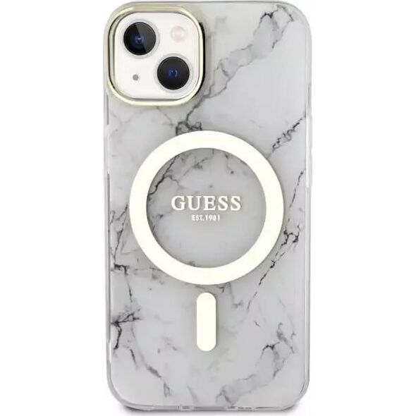 Guess Etui na telefon Guess GUHMP14MPCUMAH do Apple iPhone 14 Plus 6.7" biały/white hardcase Marble MagSafe