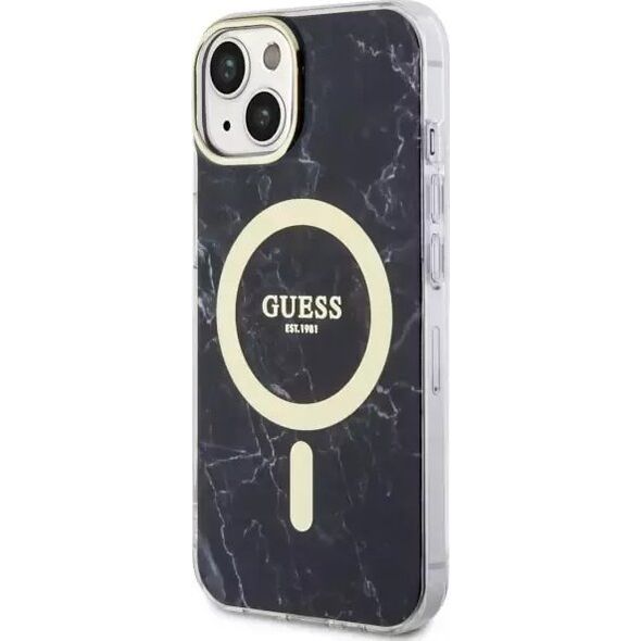 Guess Etui na telefon Guess GUHMP14MPCUMAK do Apple iPhone 14 Plus 6.7" czarny/black hardcase Marble MagSafe