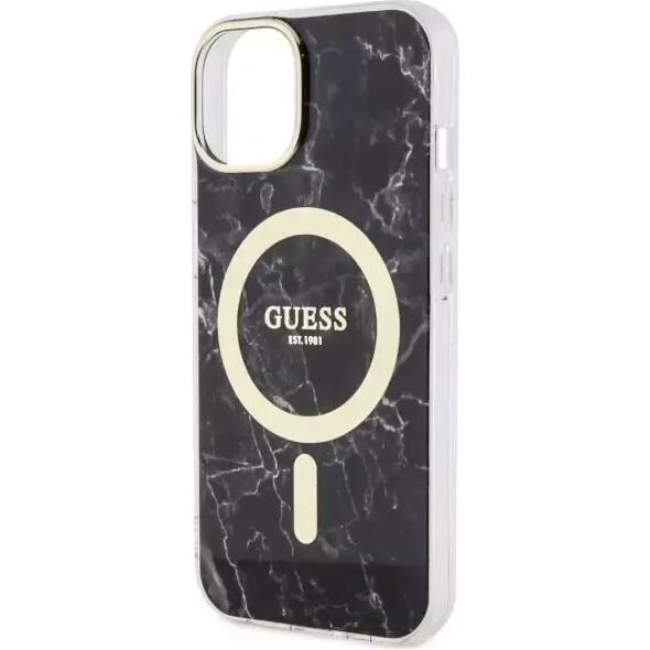 Guess Etui na telefon Guess GUHMP14MPCUMAK do Apple iPhone 14 Plus 6.7" czarny/black hardcase Marble MagSafe