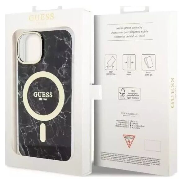 Guess Etui na telefon Guess GUHMP14MPCUMAK do Apple iPhone 14 Plus 6.7" czarny/black hardcase Marble MagSafe