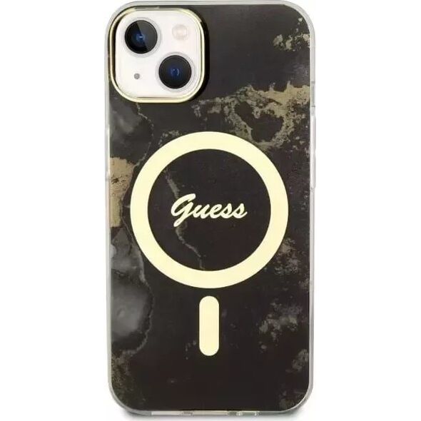 Guess Etui na telefon Guess GUHMP14MHTMRSK do Apple iPhone 14 Plus 6.7" czarny/black hardcase Golden Marble MagSafe