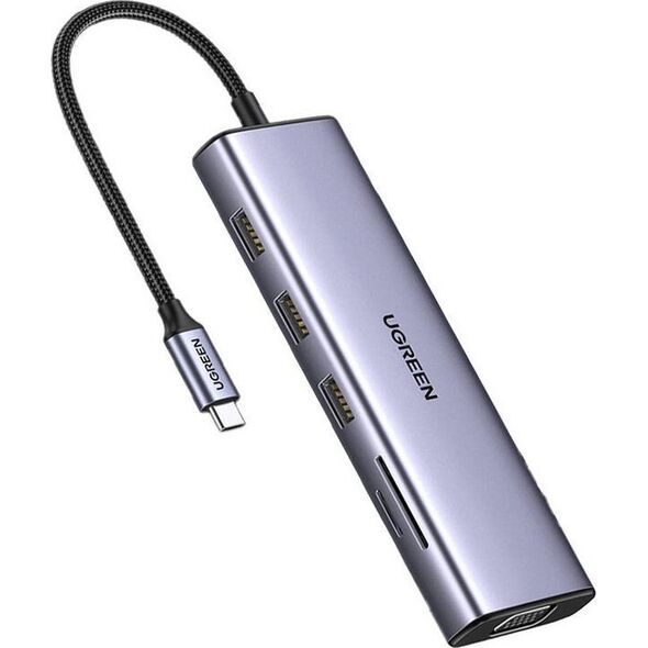 Adapter USB Ugreen Adapter 10w1 UGREEN CM498 Hub USB do 3x USB-A 3.0, HDMI, VGA, RJ45, SD/TF, AUX3.5mm, PD Converter