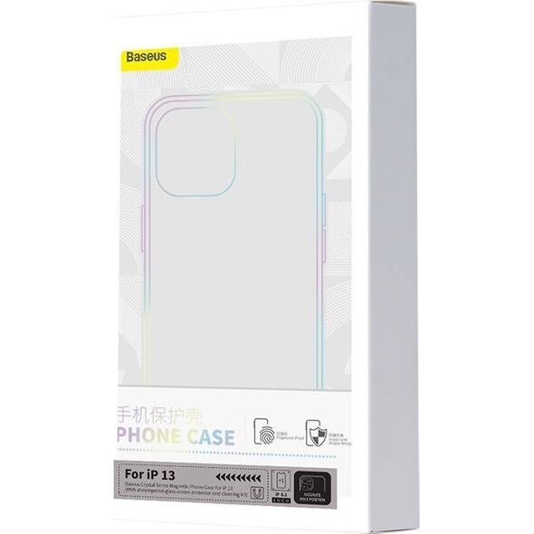 Baseus Etui ochronne Baseus Magnetic Crystal Clear do iPhone 13 (transparentne) + szkło hartowane + zestaw czyszczący
