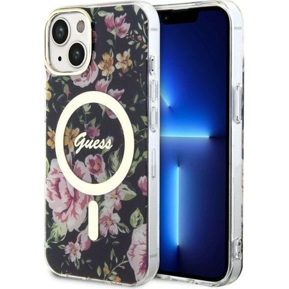 Guess Guess Flower MagSafe - Etui iPhone 14 Plus (Czarny)