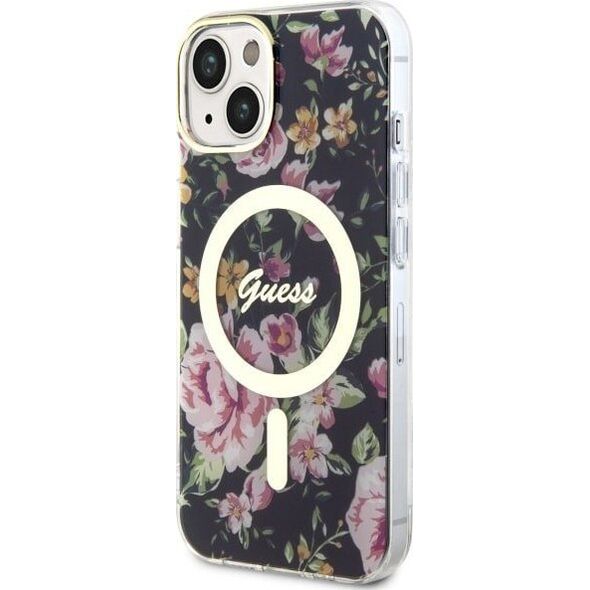 Guess Guess Flower MagSafe - Etui iPhone 14 Plus (Czarny)
